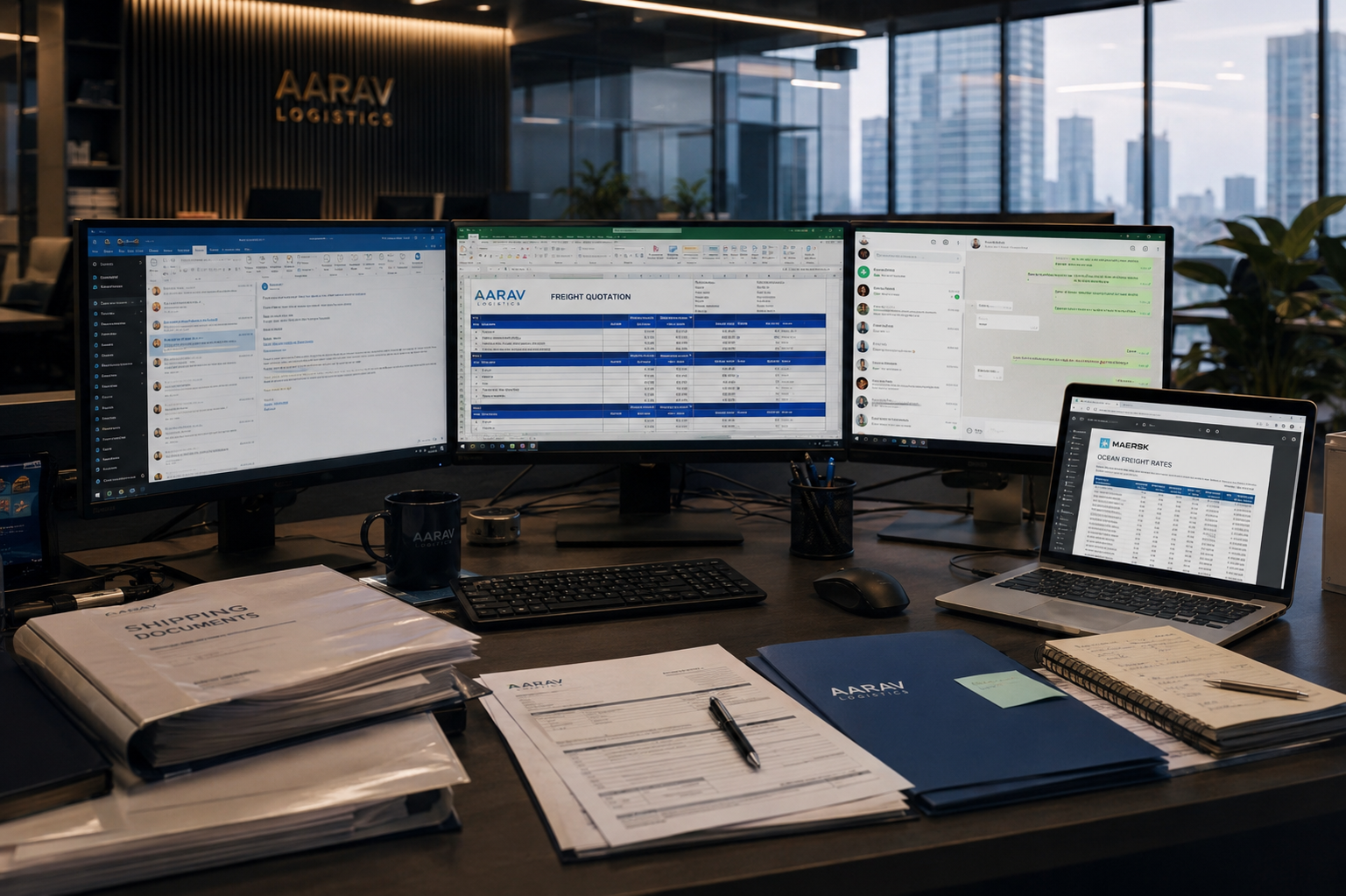 Escritorio operativo con procesos logísticos gestionados en Excel
